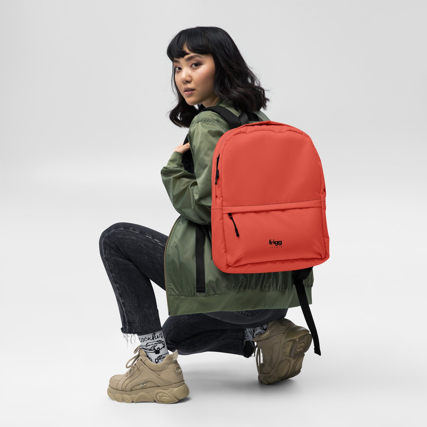 ORANGE RED - WATER-RESISTANT BACKPACK WITH LAPTOP POCKET