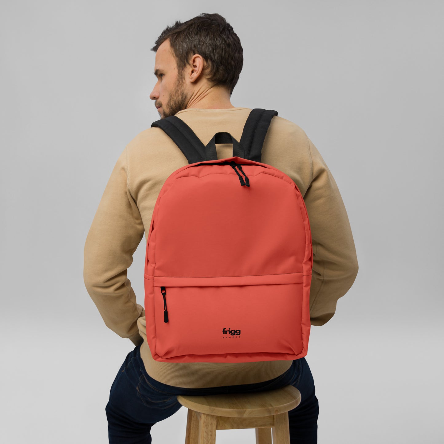 ORANGE RED - WATER-RESISTANT BACKPACK WITH LAPTOP POCKET