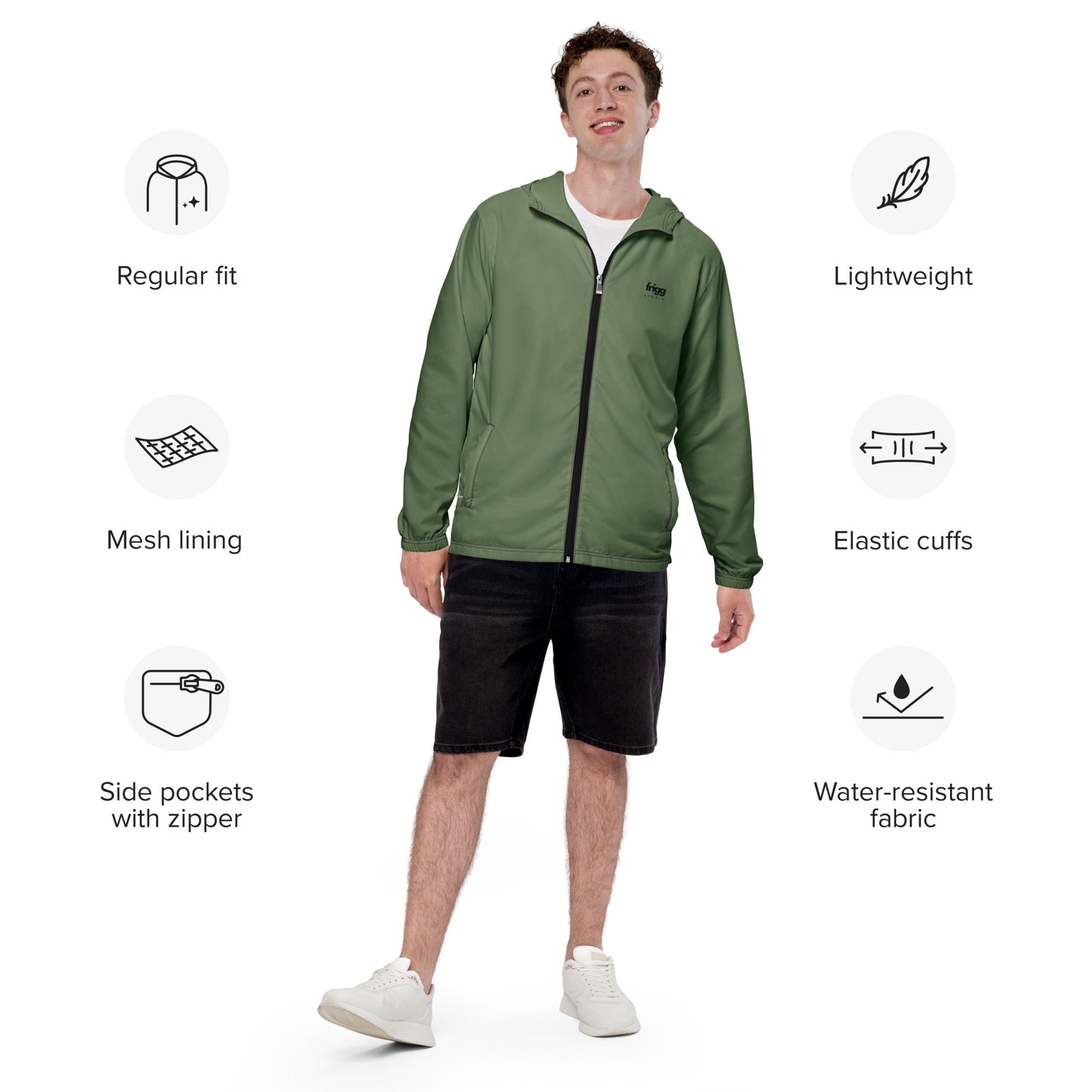 CAMOUFLAGE GREEN - MEN'S WATER-RESISTANT WINDBREAKER