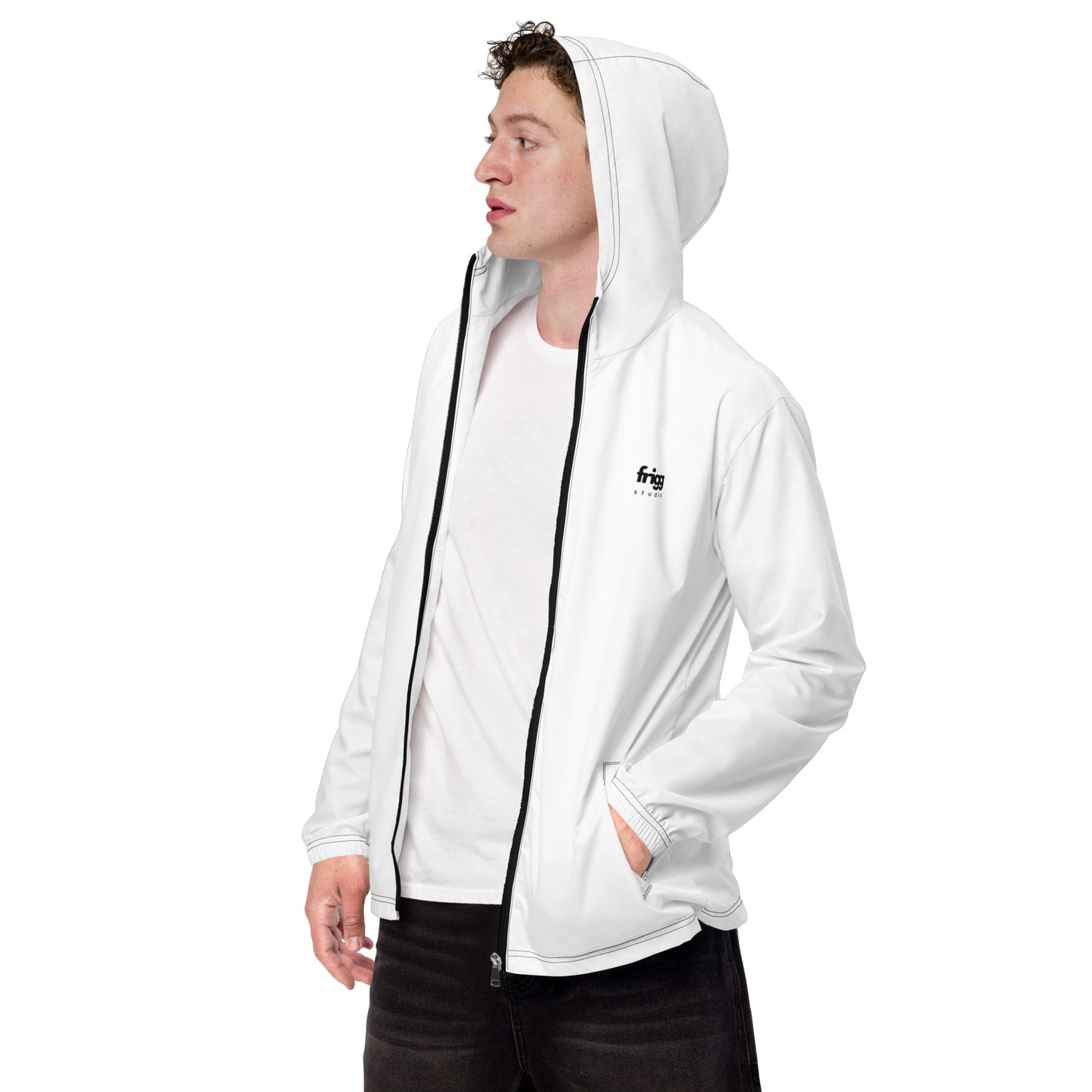 WHITE - MEN'S WATER-RESISTANT WINDBREAKER