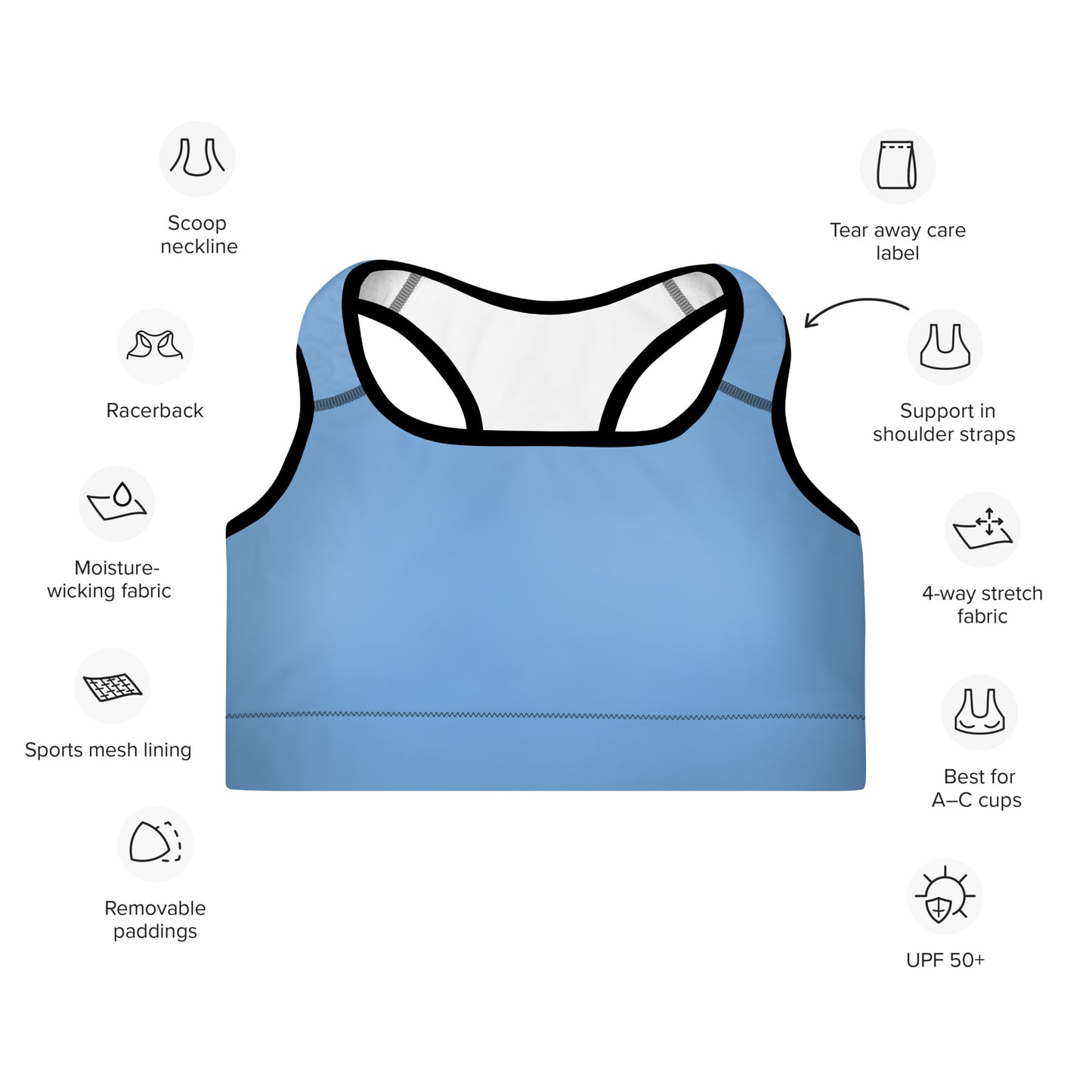 JORDY BLUE – GEPOLSTERTER SPORT-BH