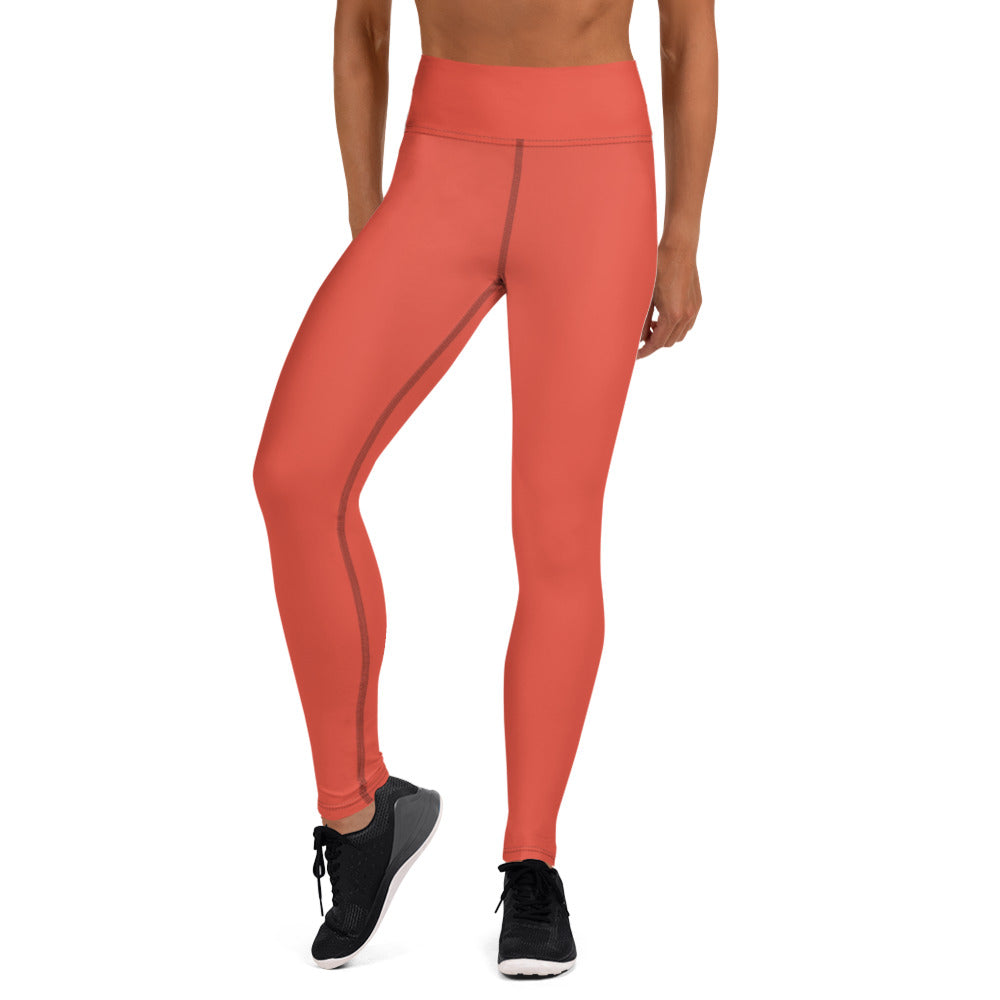 ORANGE RED - WOMEN'S HIGH WAIST YOGA LEGGINGS