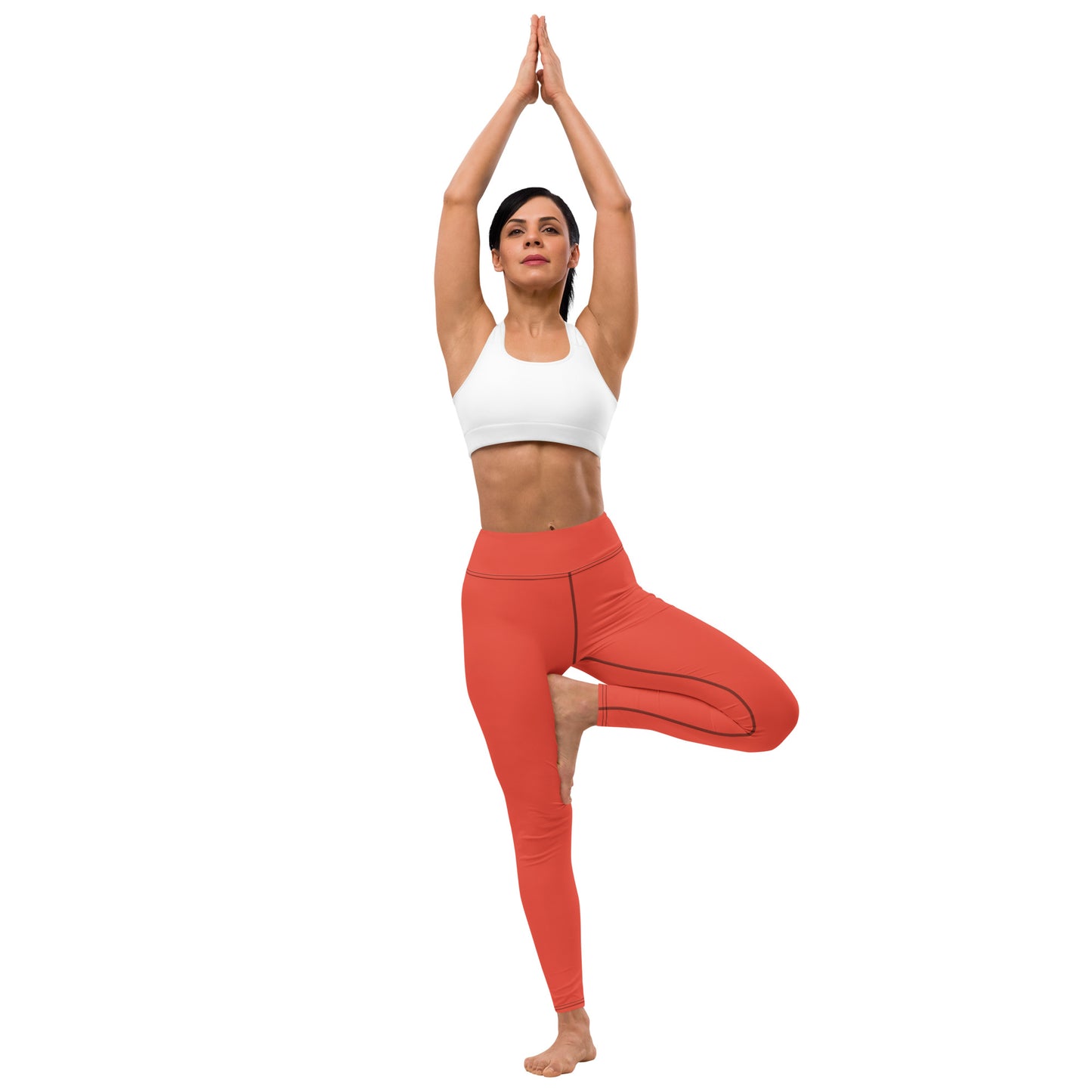 ORANGE RED - WOMEN'S HIGH WAIST YOGA LEGGINGS