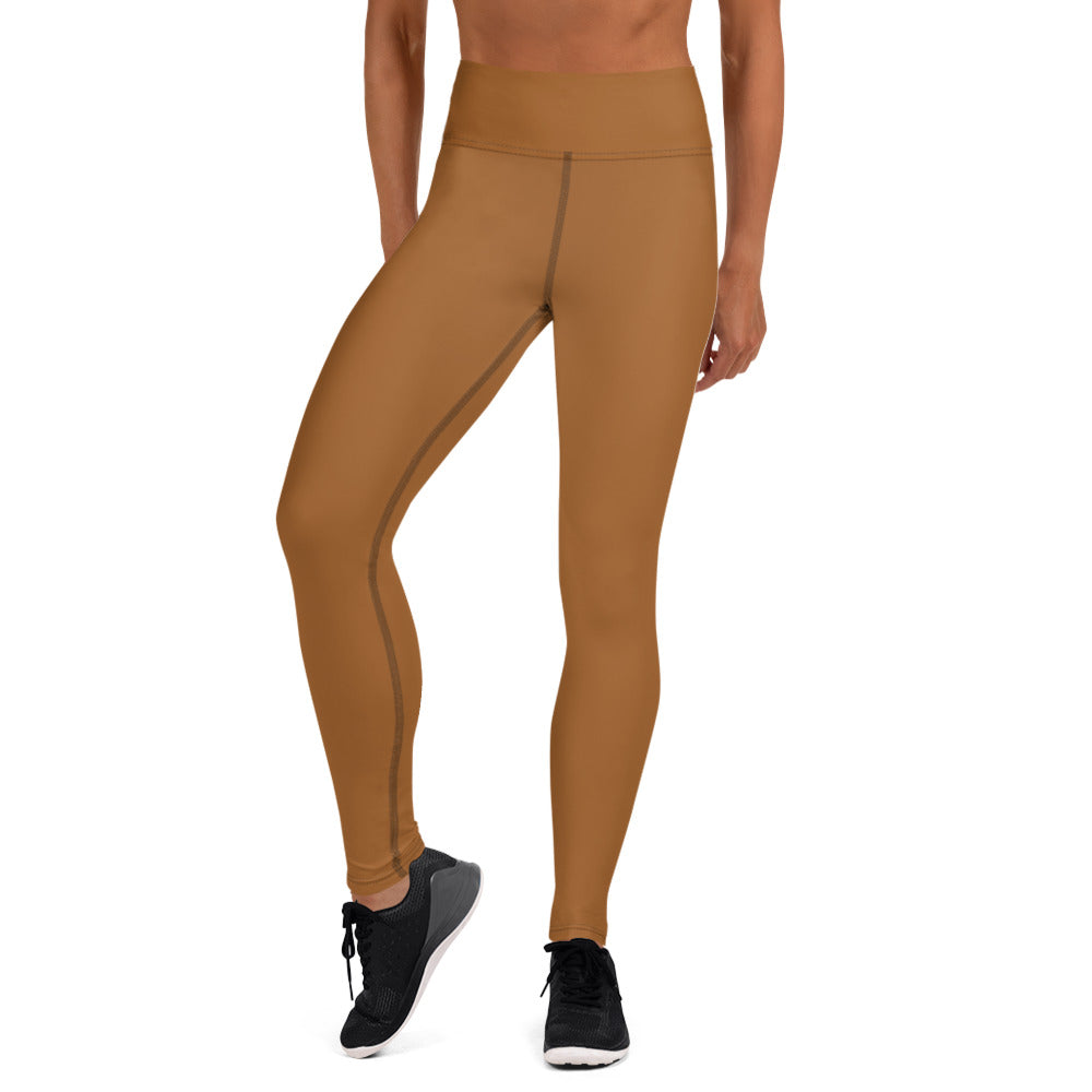 BURNT COFFEE - WOMEN'S HIGH WAIST YOGA LEGGINGS