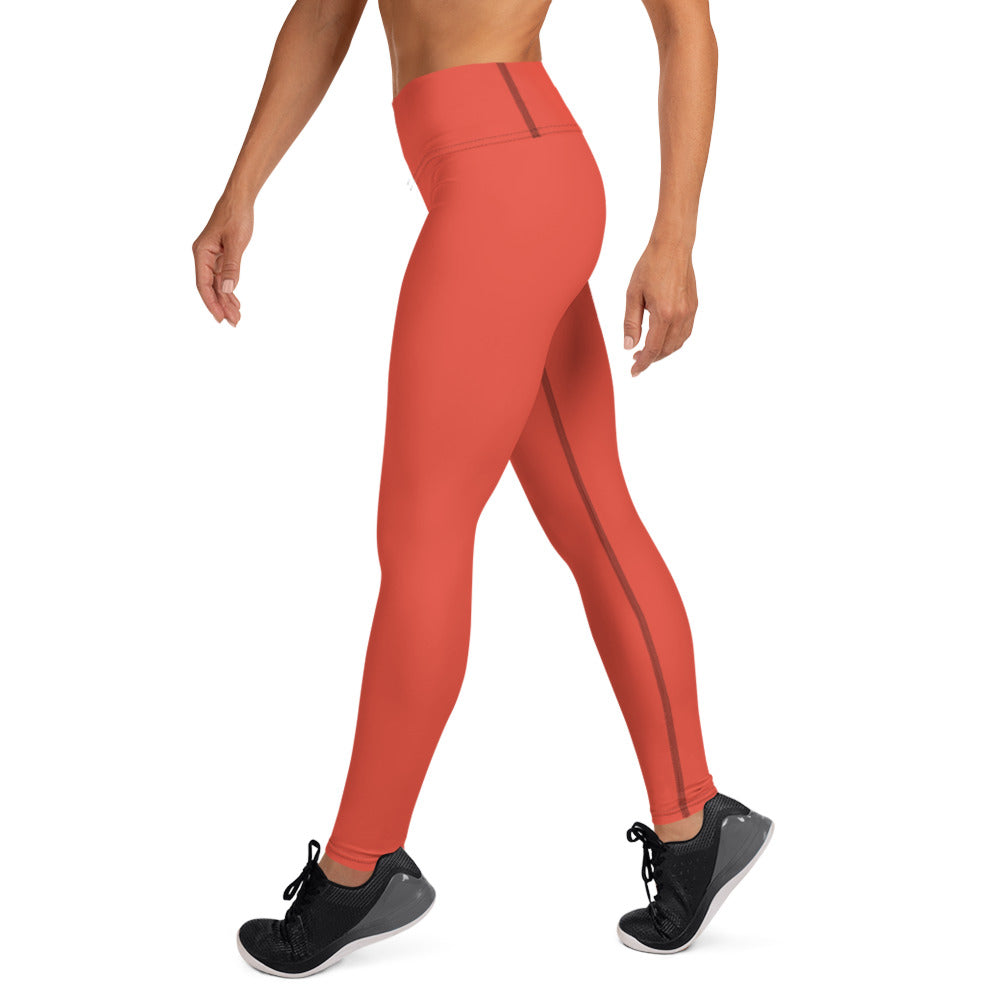 ORANGE RED - WOMEN'S HIGH WAIST YOGA LEGGINGS
