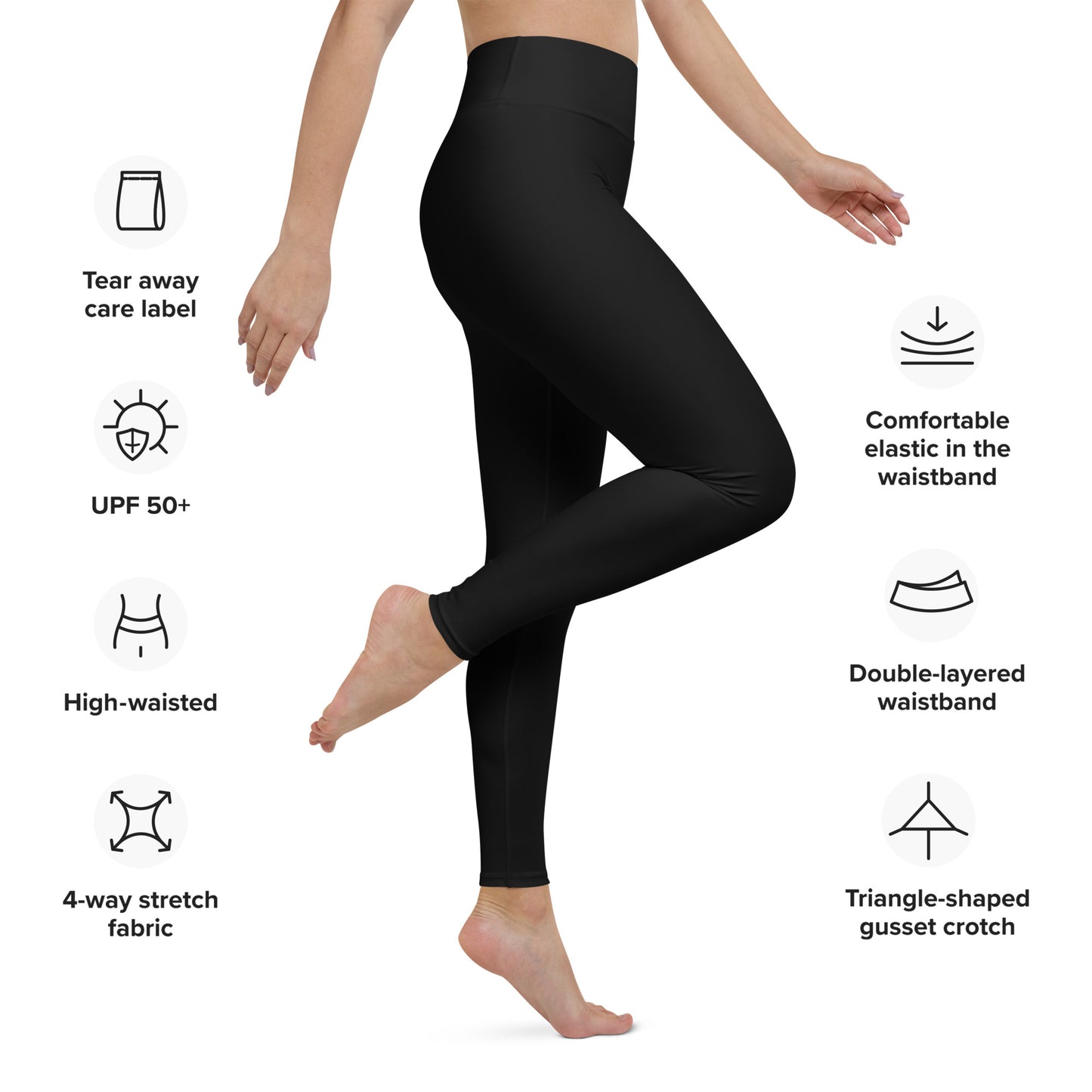 SCHWARZ - YOGA-LEGGINGS MIT HOHER TAILLE FÜR DAMEN