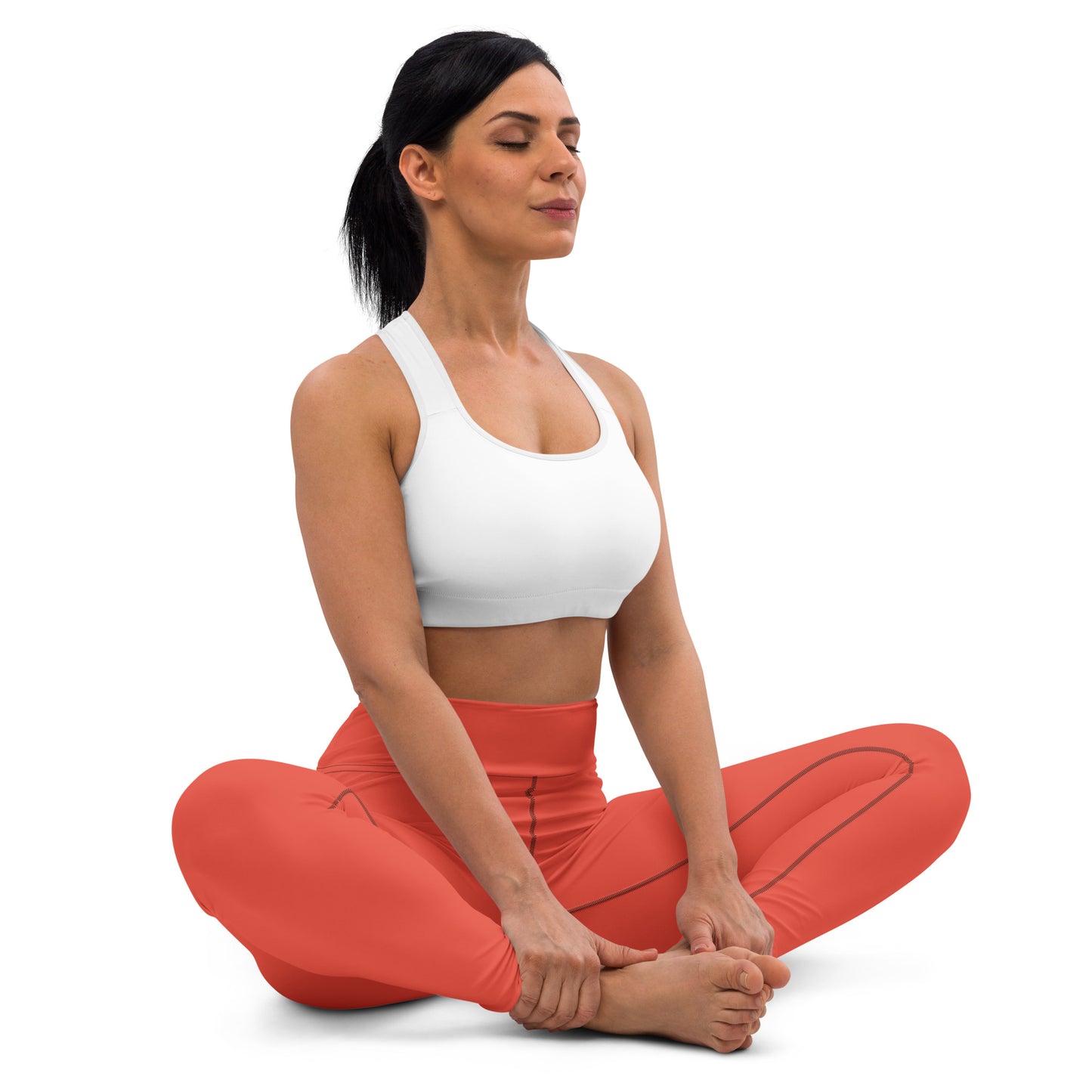 ORANGE RED - WOMEN'S HIGH WAIST YOGA LEGGINGS