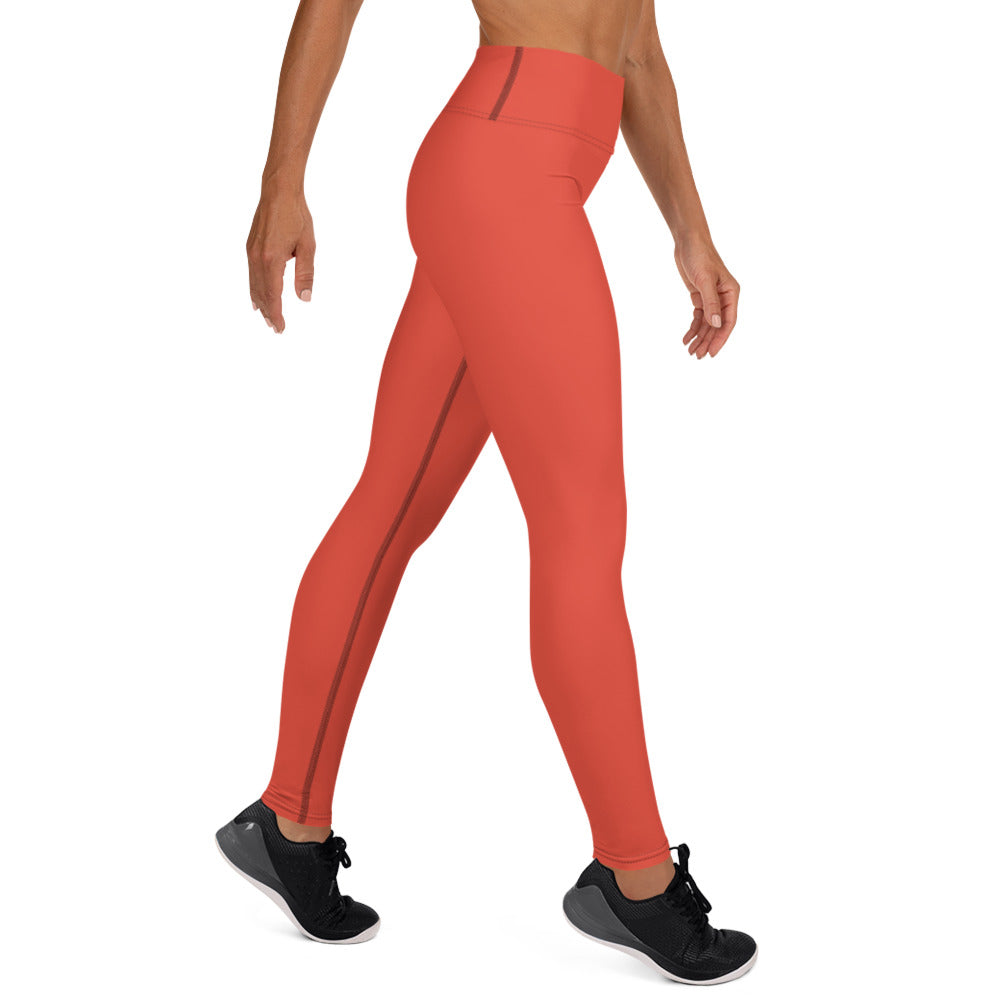ORANGE RED - WOMEN'S HIGH WAIST YOGA LEGGINGS