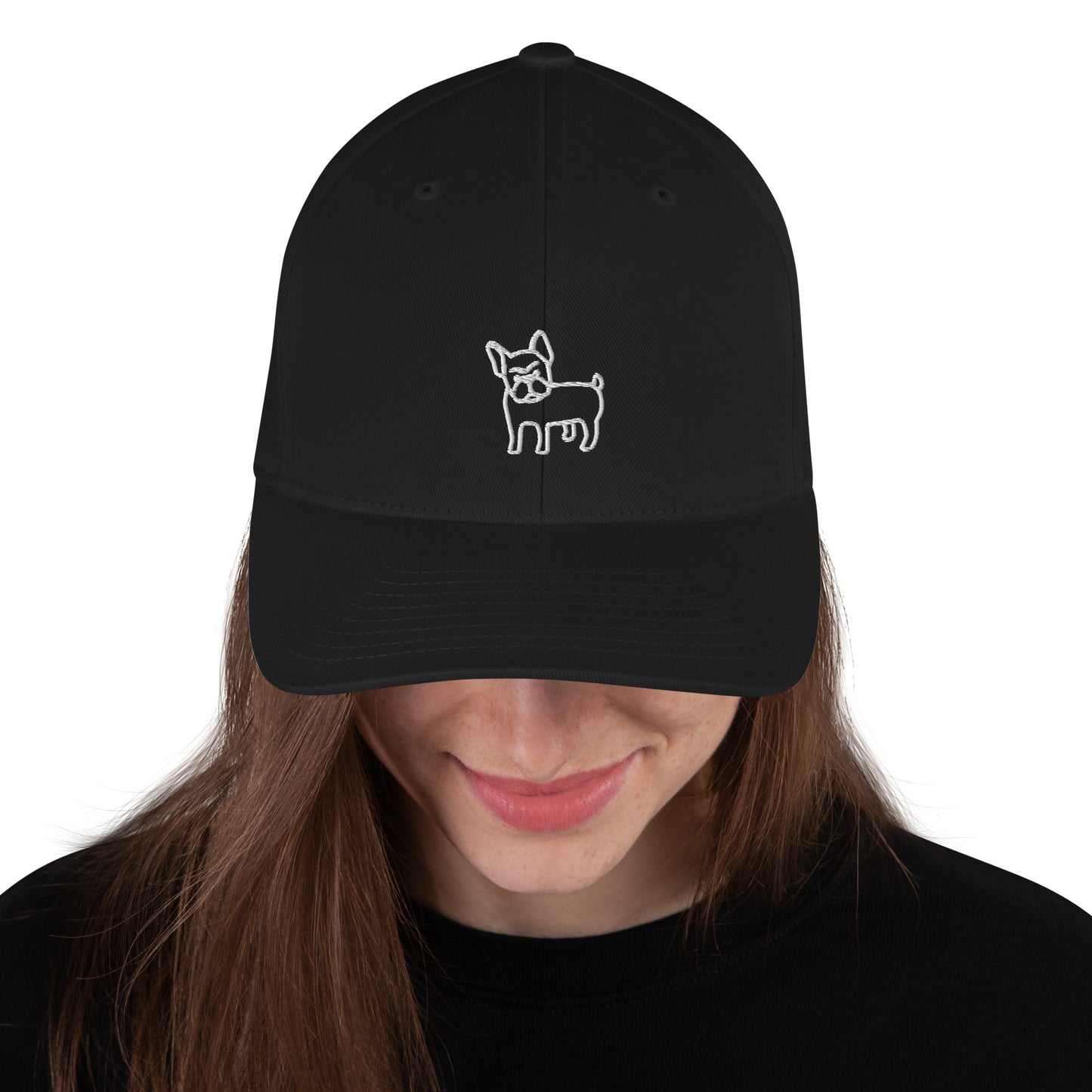 FRENCH BULLDOG - FLEXFIT ANIMAL CAP - BLACK