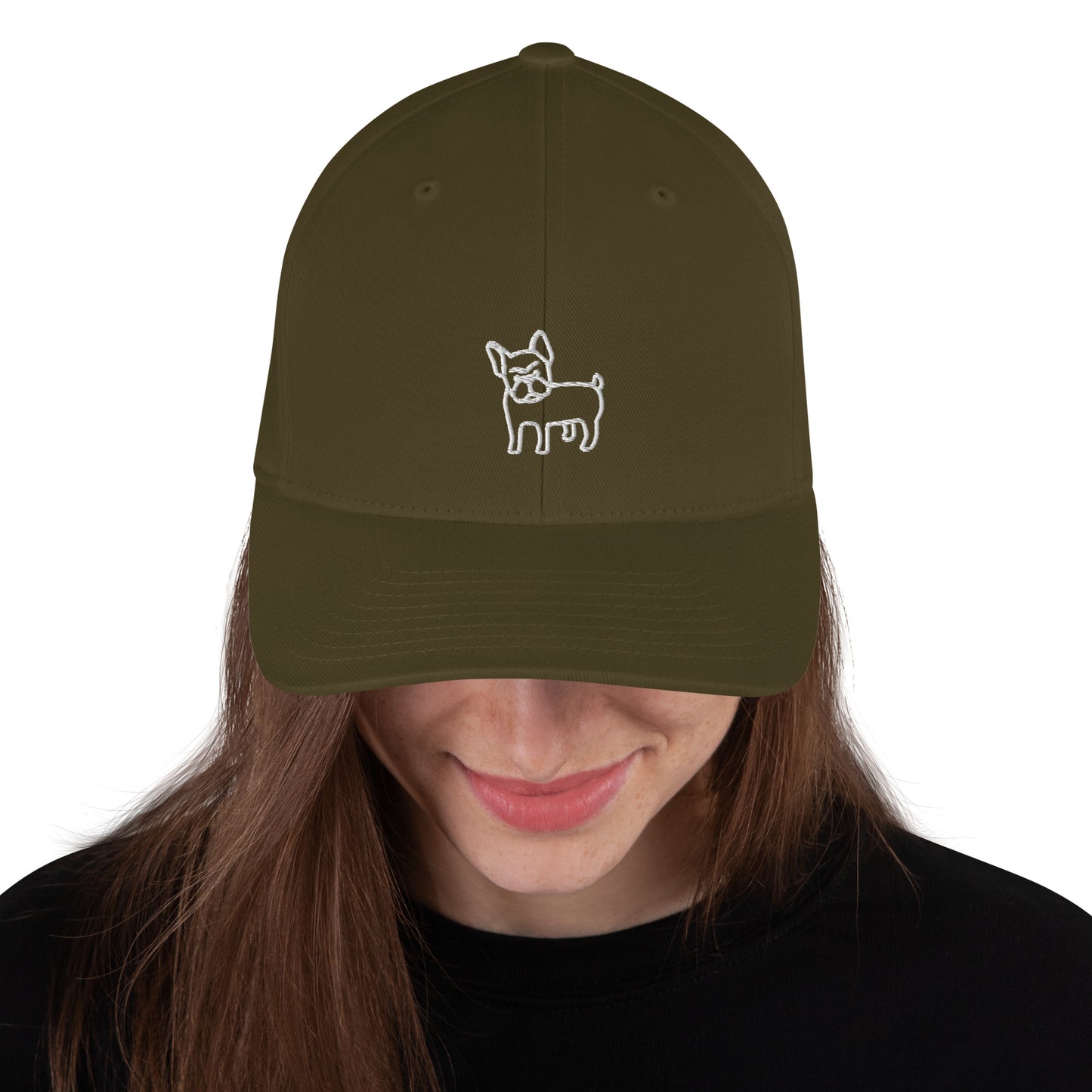 FRENCH BULLDOG - FLEXFIT ANIMAL CAP - OLIVE