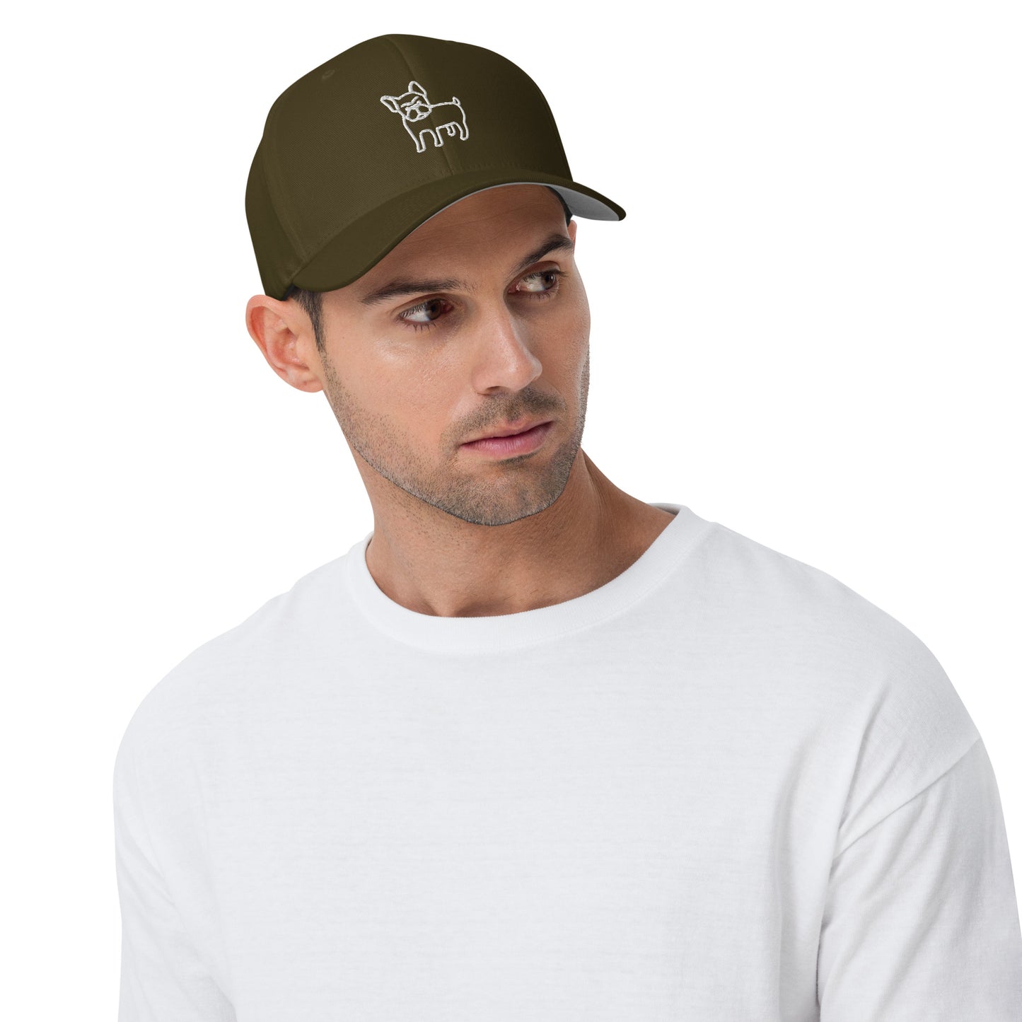 FRENCH BULLDOG - FLEXFIT ANIMAL CAP - OLIVE