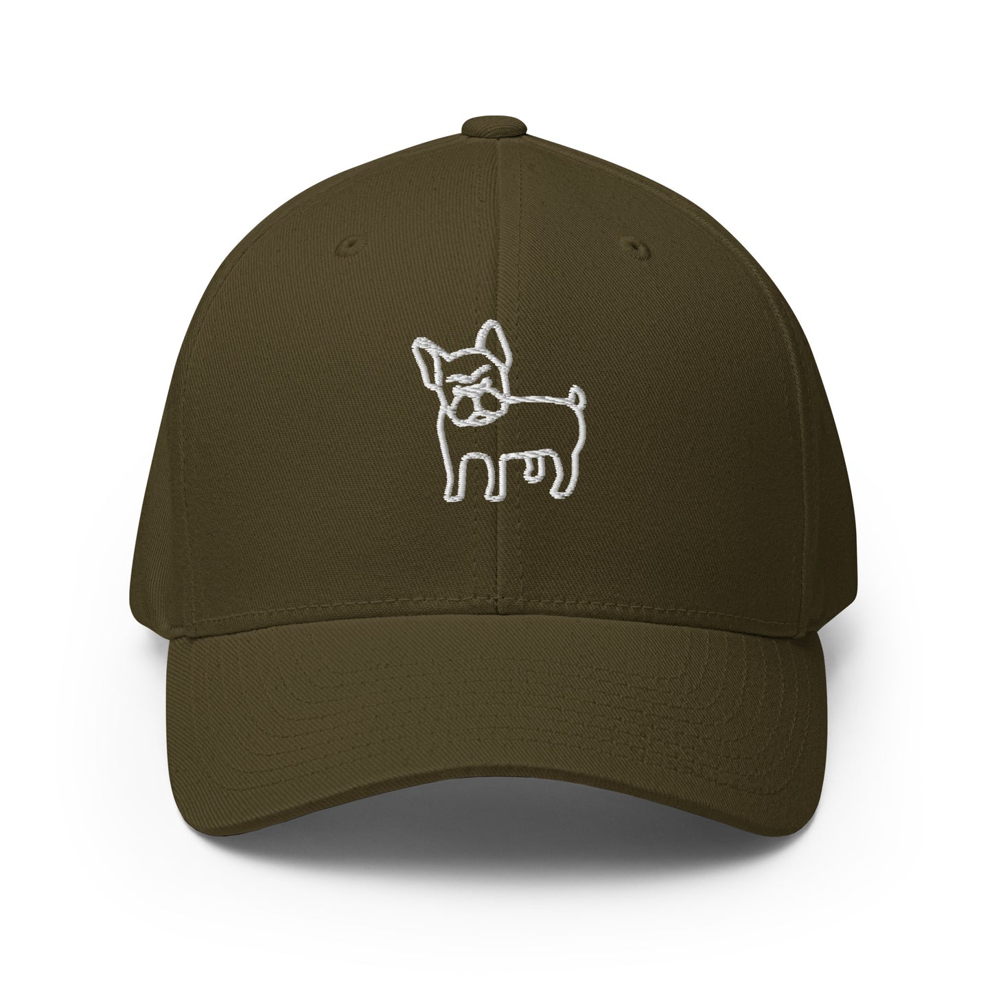 FRENCH BULLDOG - FLEXFIT ANIMAL CAP - OLIVE