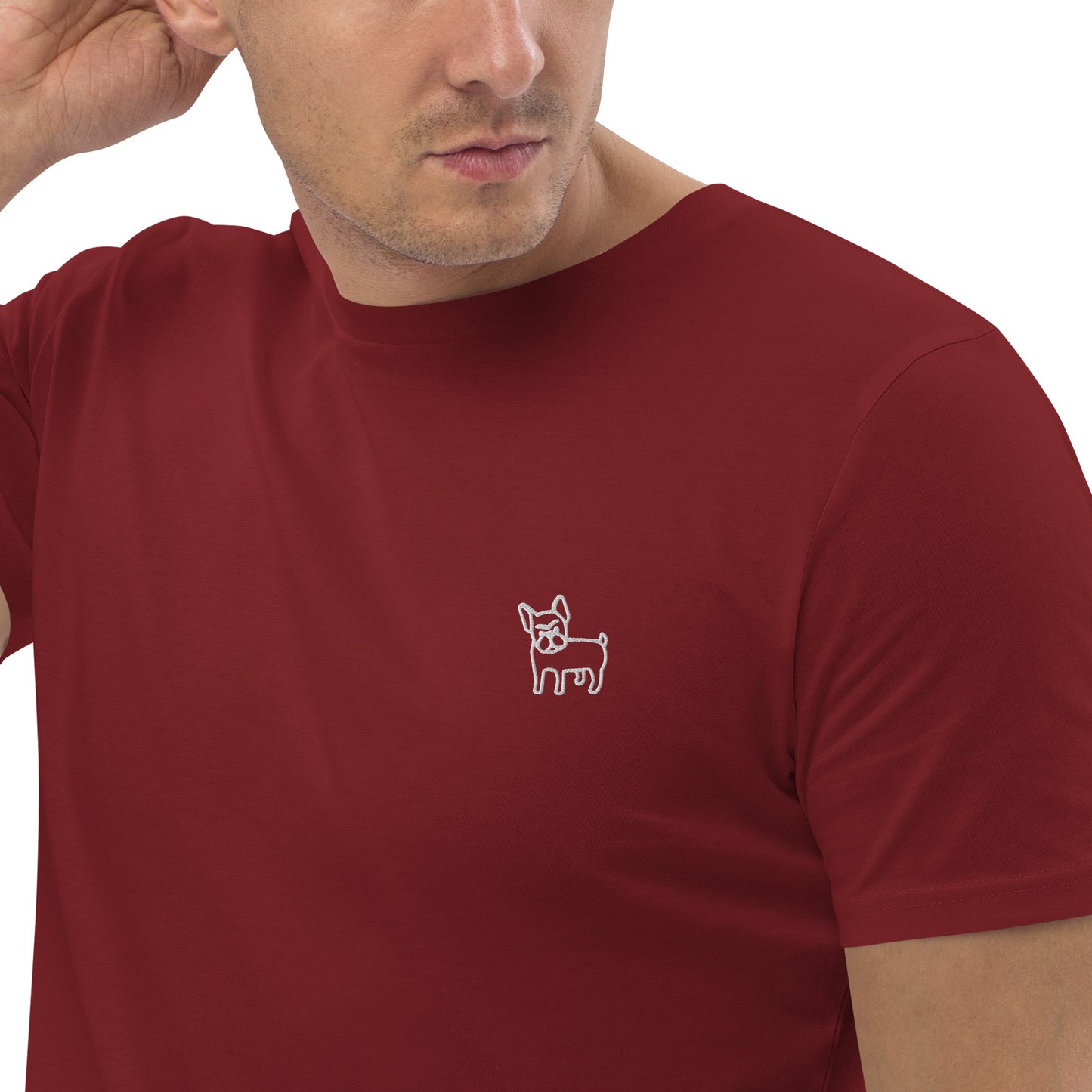 FRENCH BULLDOG - MEN BASIC T-SHIRT - BURGUNDY