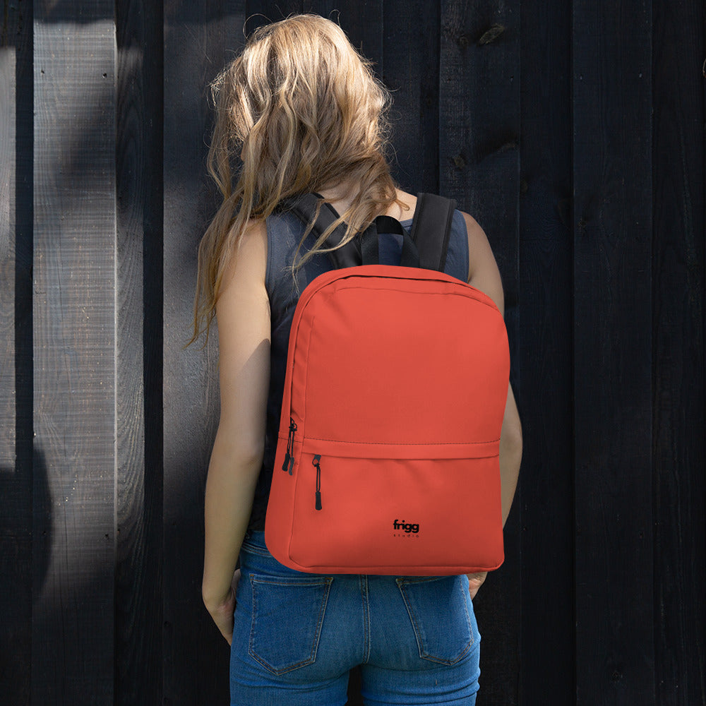 ORANGE RED - WATER-RESISTANT BACKPACK WITH LAPTOP POCKET