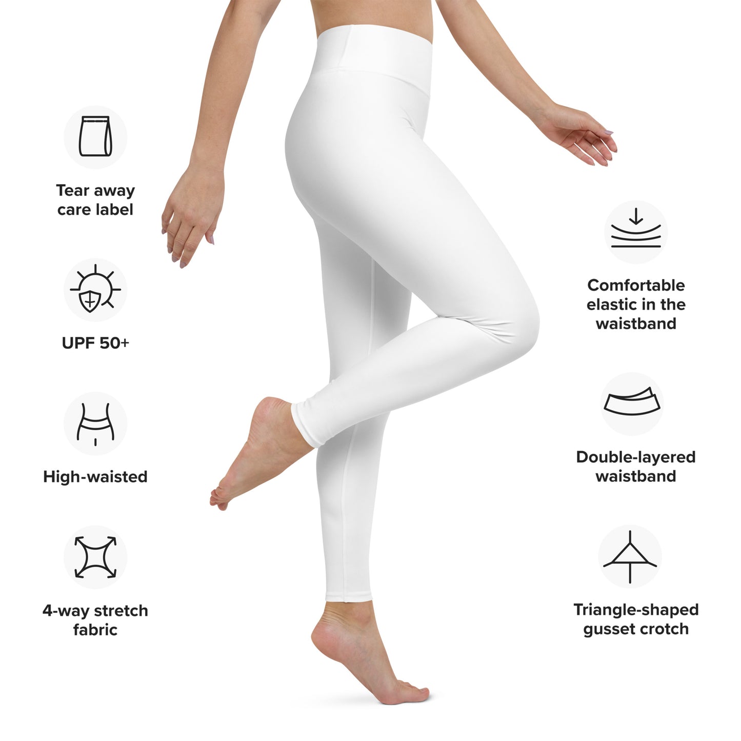 WHITE - WOMEN'S HIGH WAIST YOGA LEGGINGS