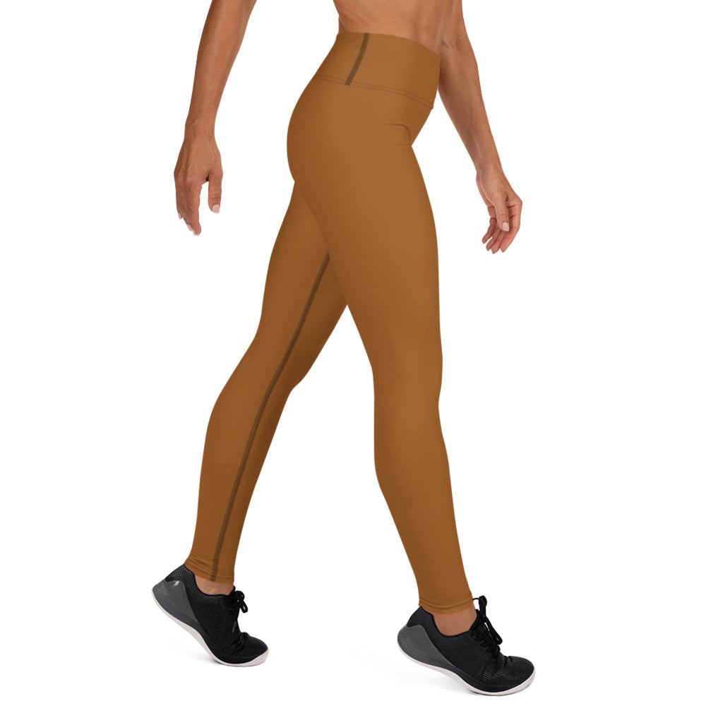 BURNT COFFEE - WOMEN'S HIGH WAIST YOGA LEGGINGS