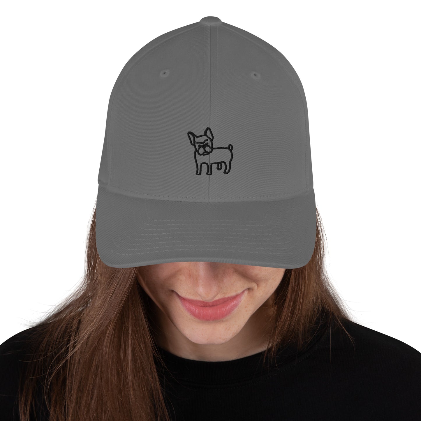 FRENCH BULLDOG - FLEXFIT ANIMAL CAP - GREY