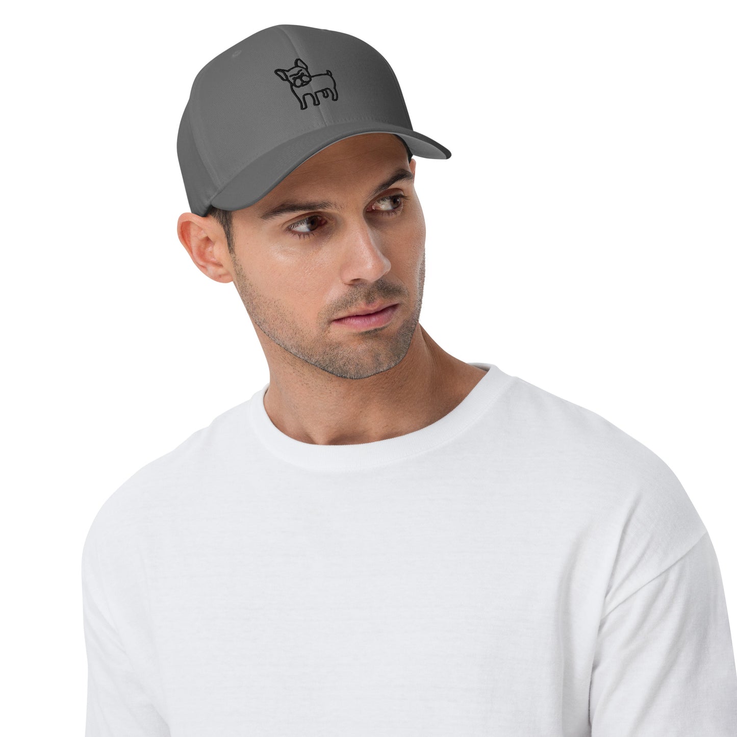 FRENCH BULLDOG - FLEXFIT ANIMAL CAP - GREY