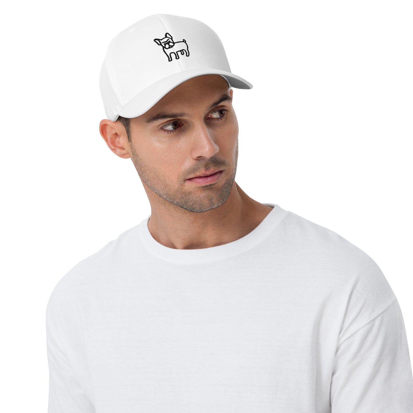 FRENCH BULLDOG - FLEXFIT ANIMAL CAP - WHITE