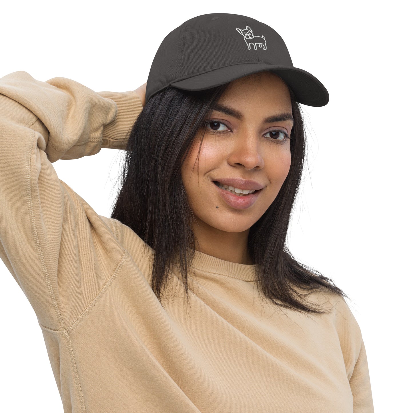 FRENCH BULLDOG - ORGANIC COTTON ANIMAL CAP - GREY