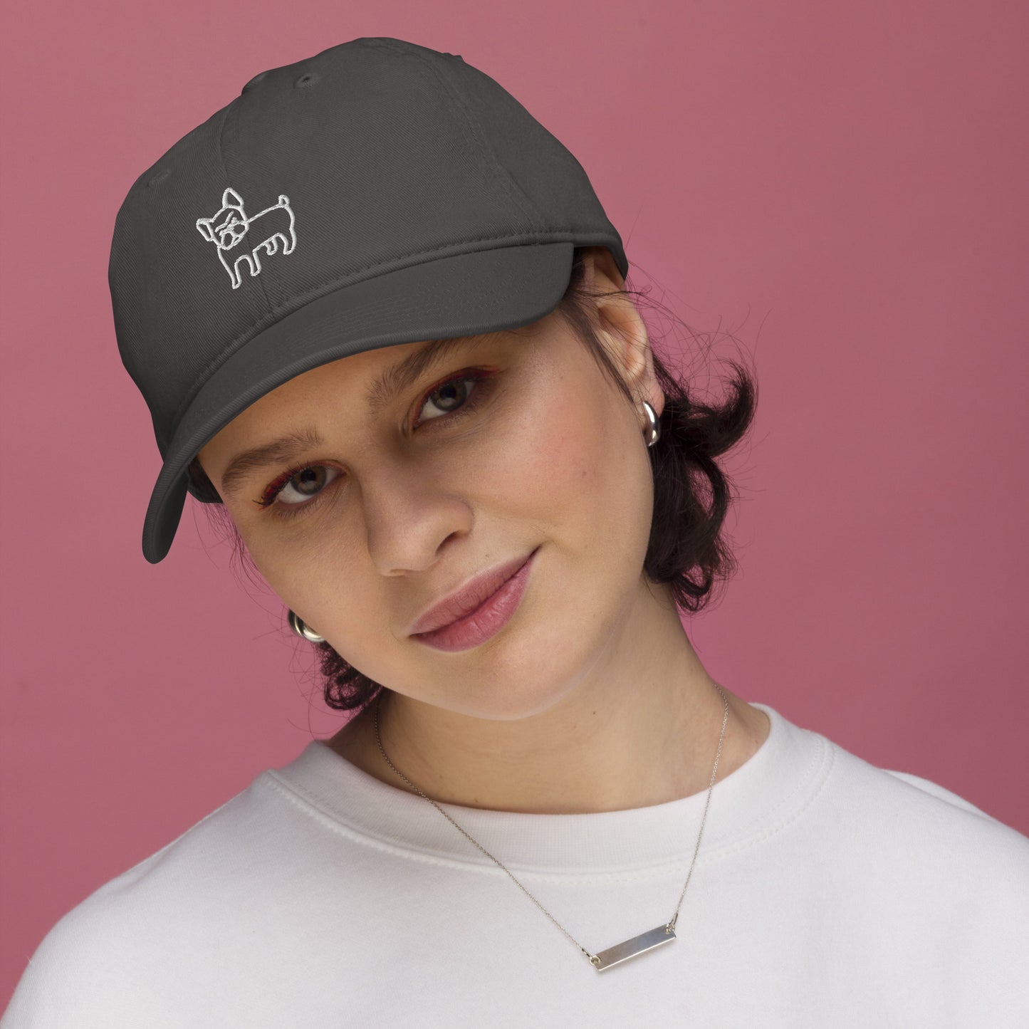 FRENCH BULLDOG - ORGANIC COTTON ANIMAL CAP - GREY