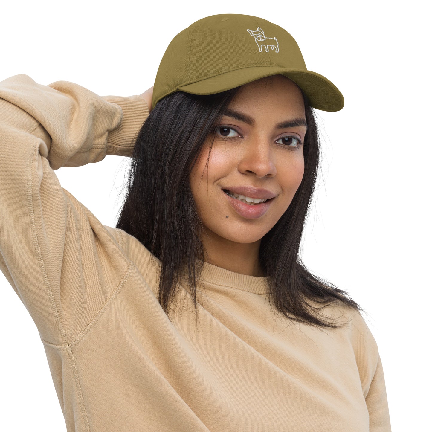 FRENCH BULLDOG - ORGANIC COTTON ANIMAL CAP - JUNGLE GREEN