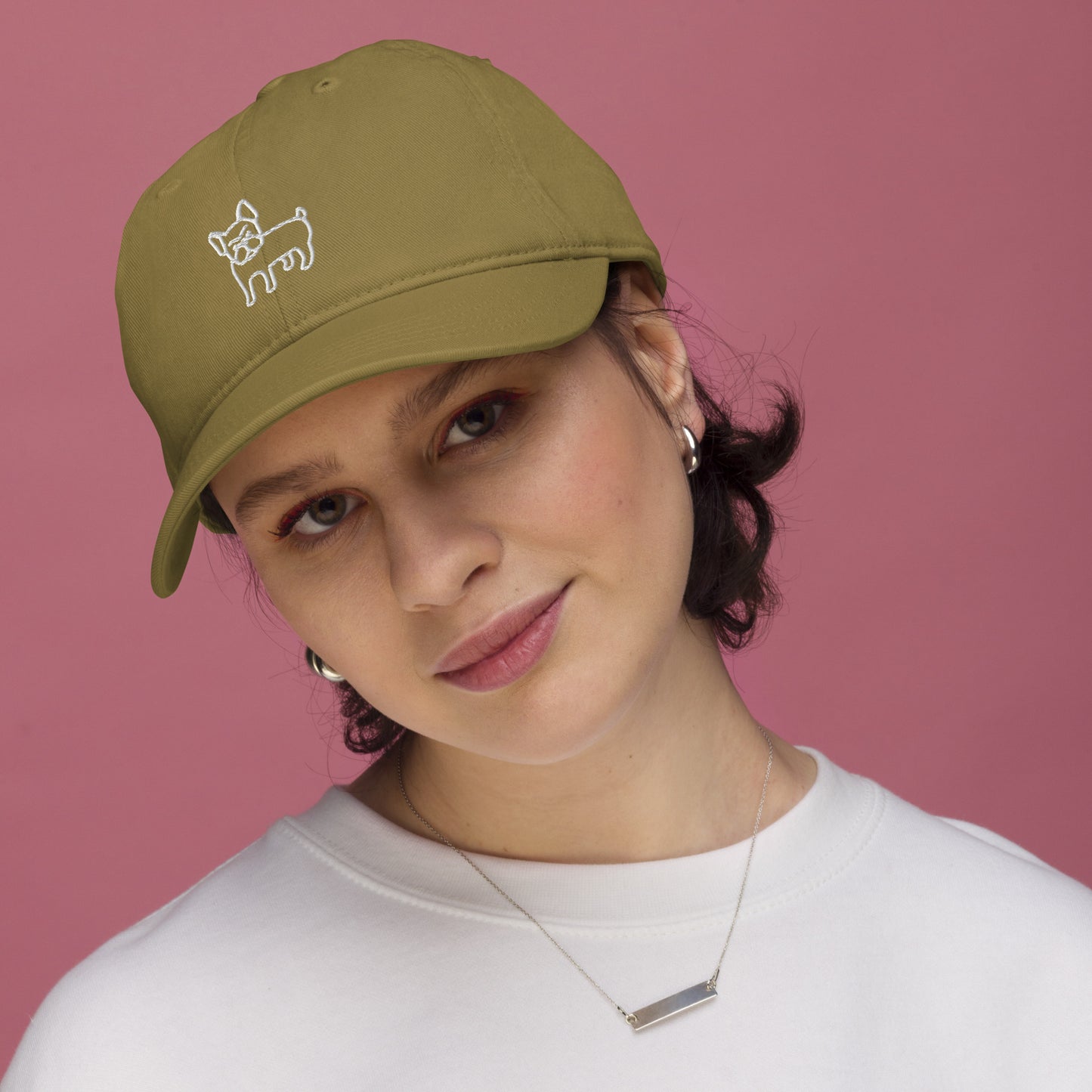 FRENCH BULLDOG - ORGANIC COTTON ANIMAL CAP - JUNGLE GREEN
