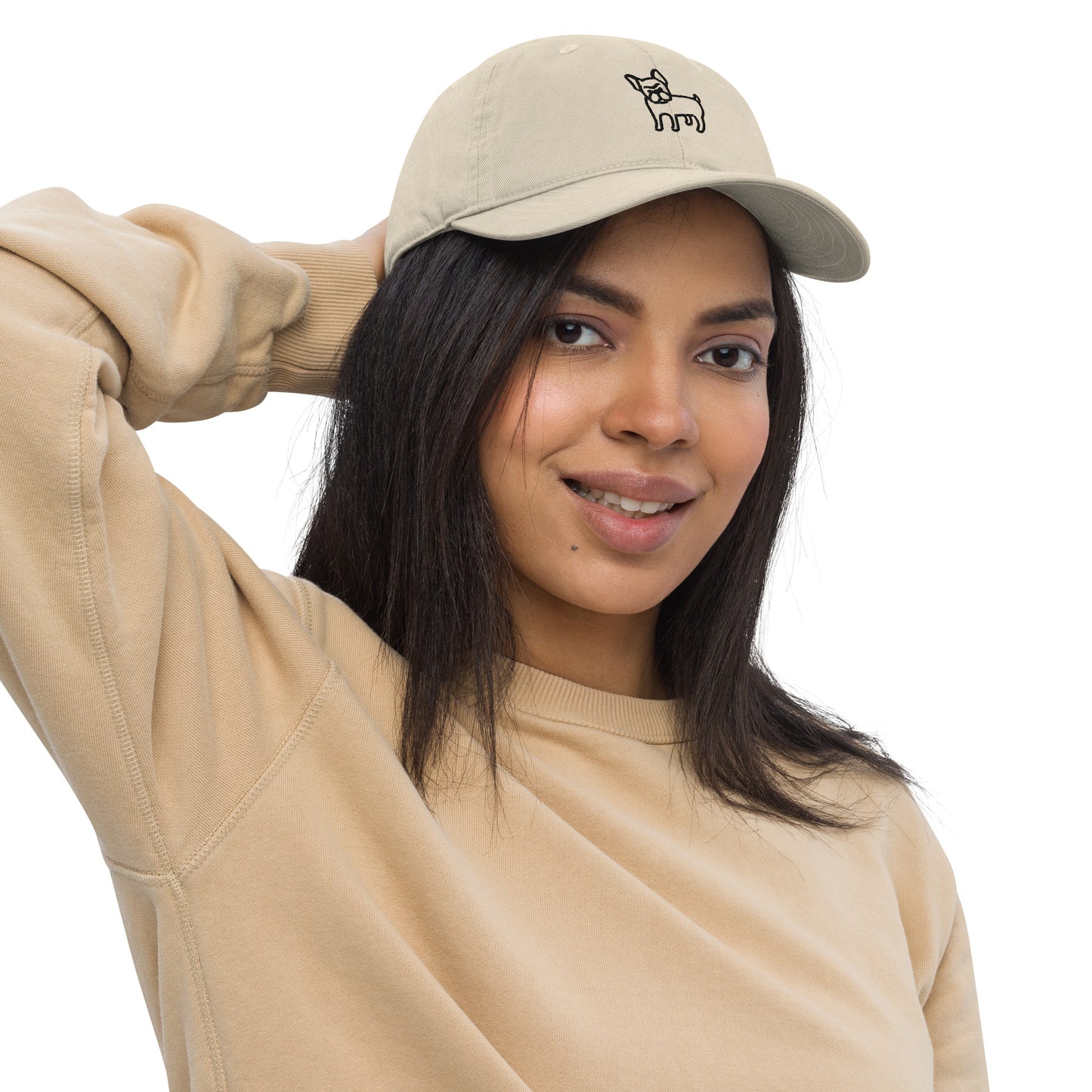 FRENCH BULLDOG - ORGANIC COTTON ANIMAL CAP - BEIGE