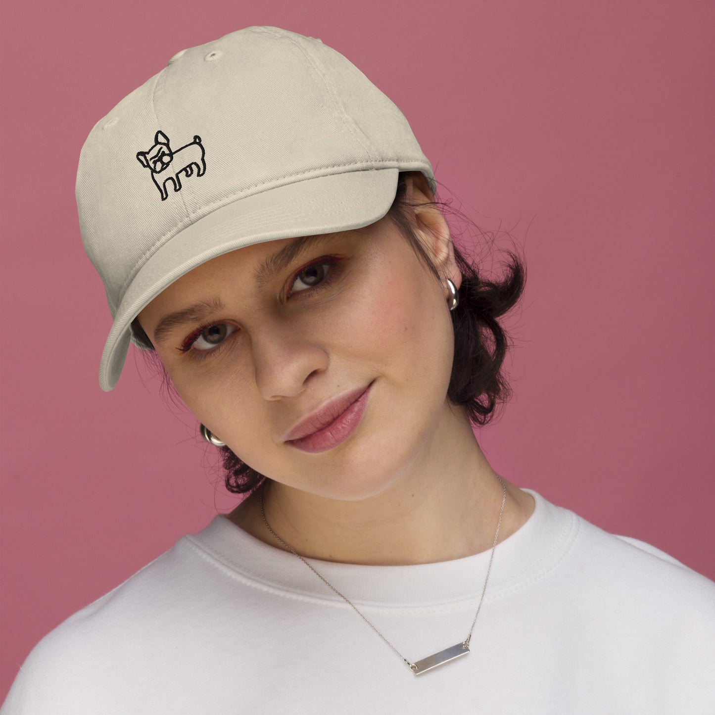 FRENCH BULLDOG - ORGANIC COTTON ANIMAL CAP - BEIGE