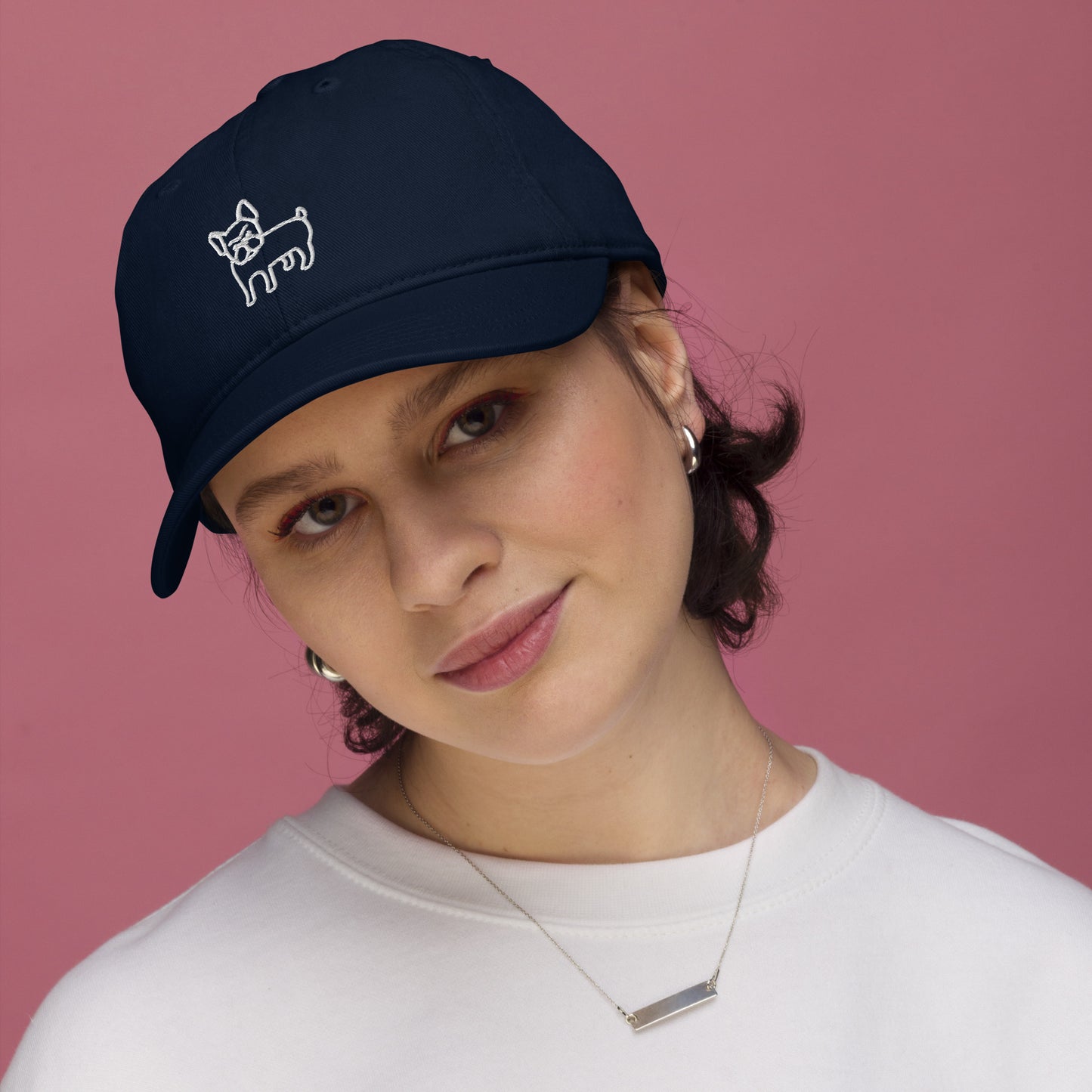 FRENCH BULLDOG - ORGANIC COTTON ANIMAL CAP - NAVY