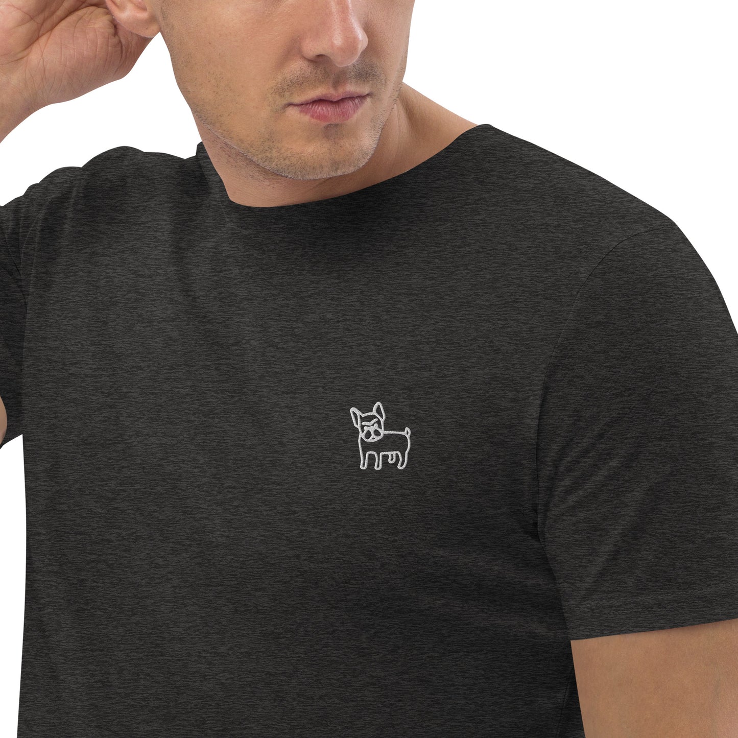 FRENCH BULLDOG - MEN BASIC T-SHIRT - GREY