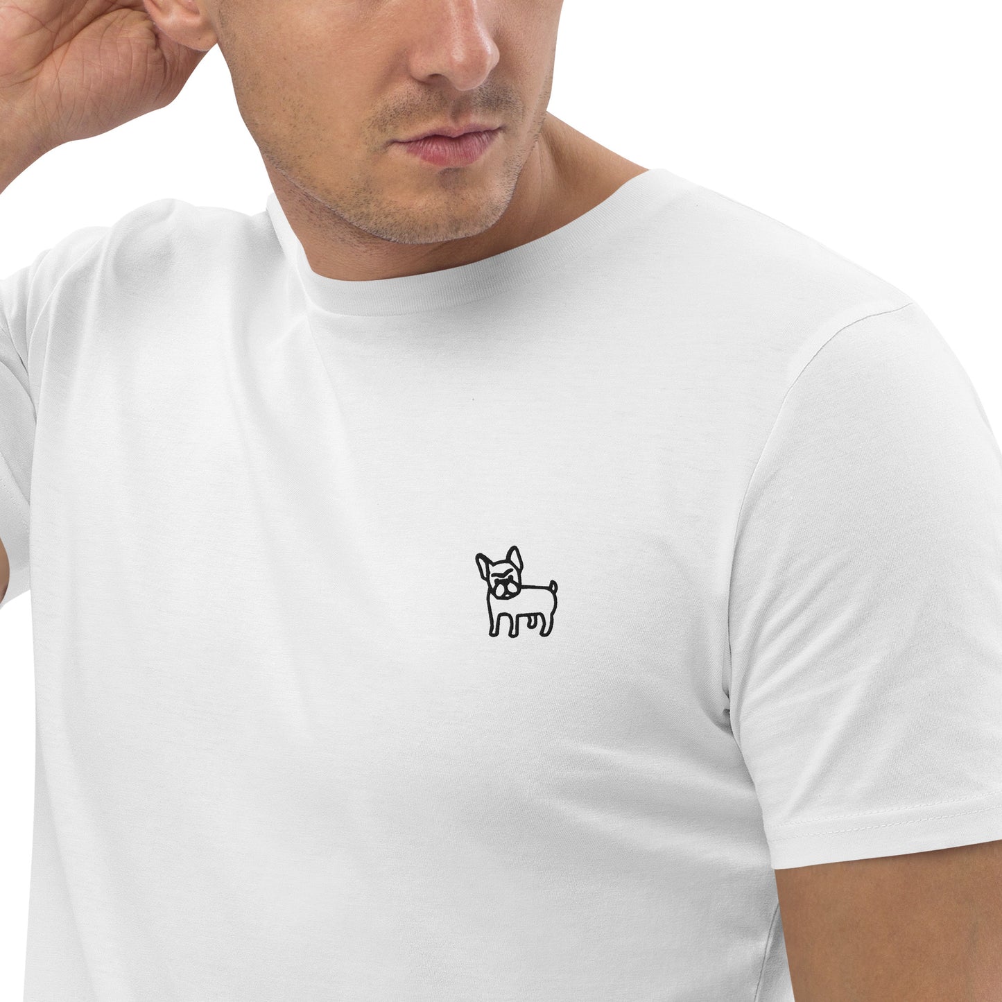 FRENCH BULLDOG - MEN BASIC T-SHIRT - WHITE