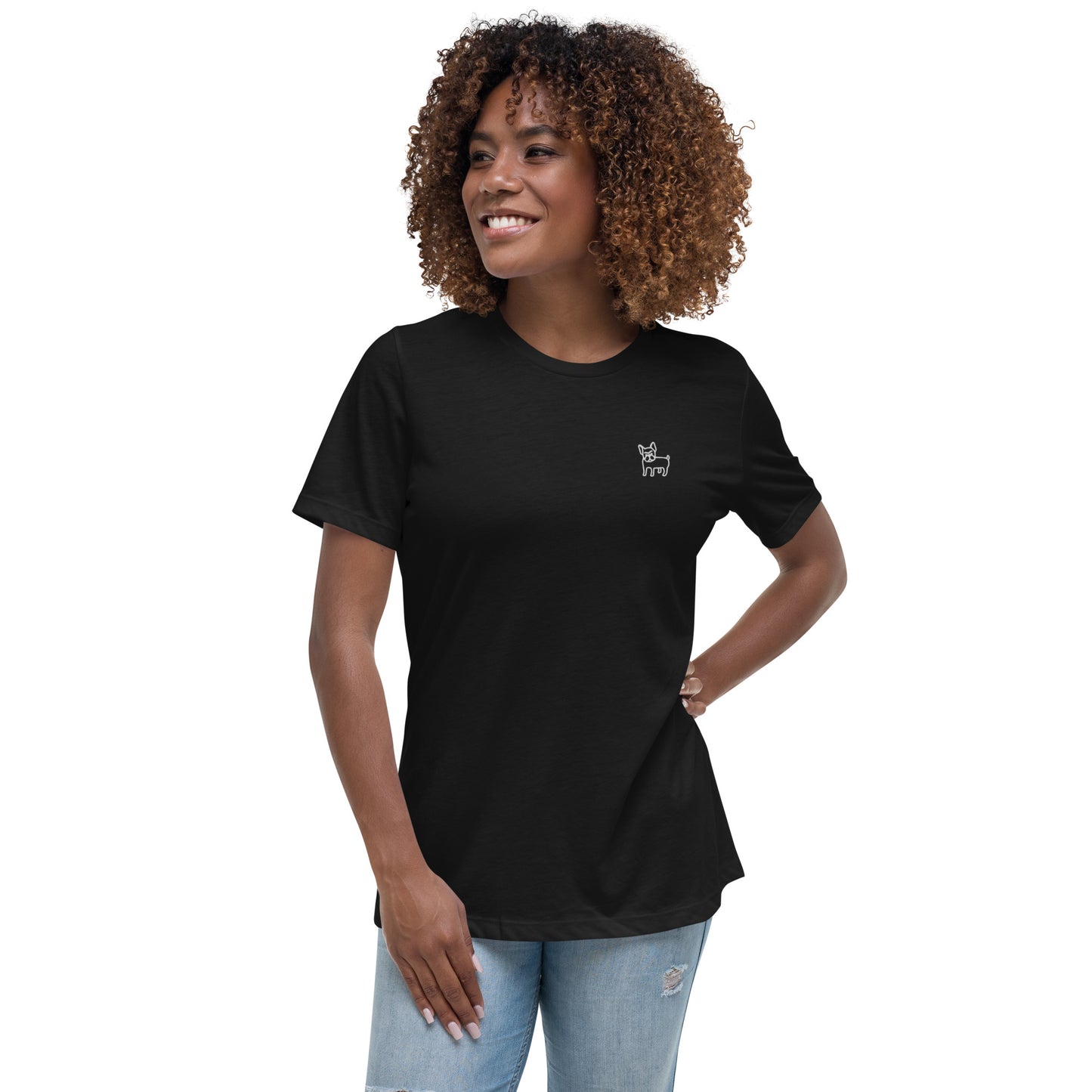 FRENCH BULLDOG - WOMEN'S BASIC T-SHIRT - BLACK