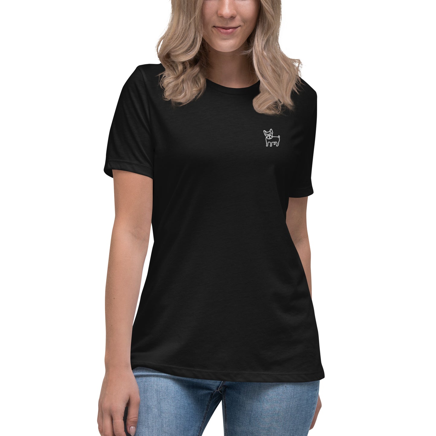 FRENCH BULLDOG - WOMEN'S BASIC T-SHIRT - BLACK
