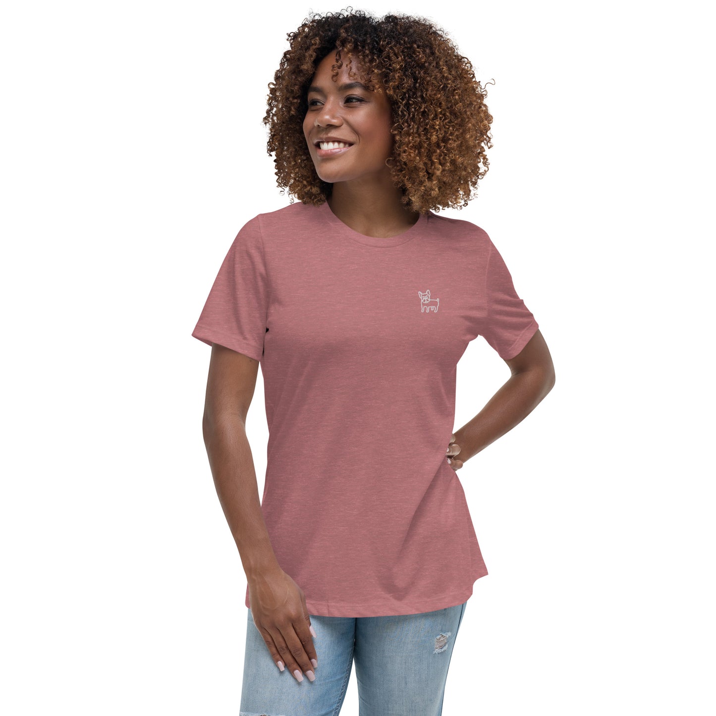 FRENCH BULLDOG - WOMEN'S BASIC T-SHIRT - HEATHER MAUVE