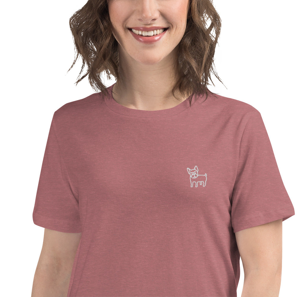 FRENCH BULLDOG - WOMEN'S BASIC T-SHIRT - HEATHER MAUVE